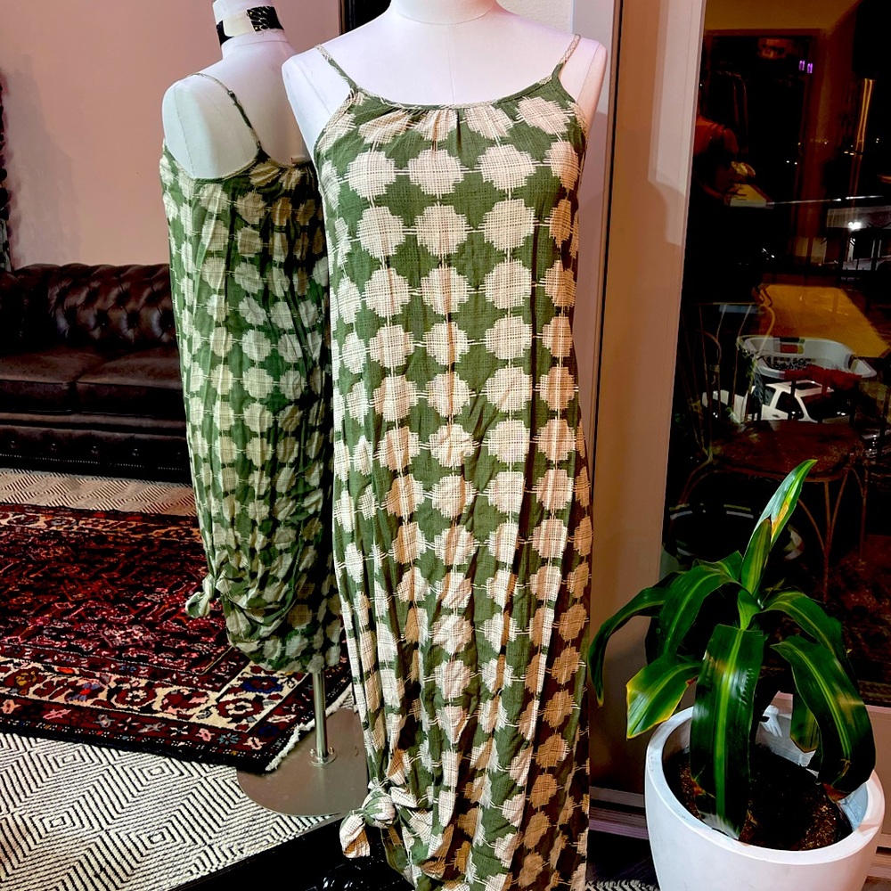 Green & tan maxi dress